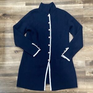 Adrienne Vittadini Navy Wool Blend Cardigan